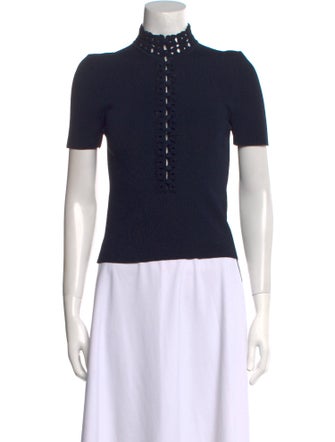 Scanlan Theodore Mock Neck Short Sleeve Top