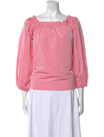 Scanlan Theodore Square Neckline Three-Quarter Sleeve Blouse