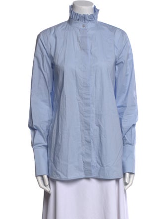 Scanlan Theodore Mock Neck Long Sleeve Button-Up Top