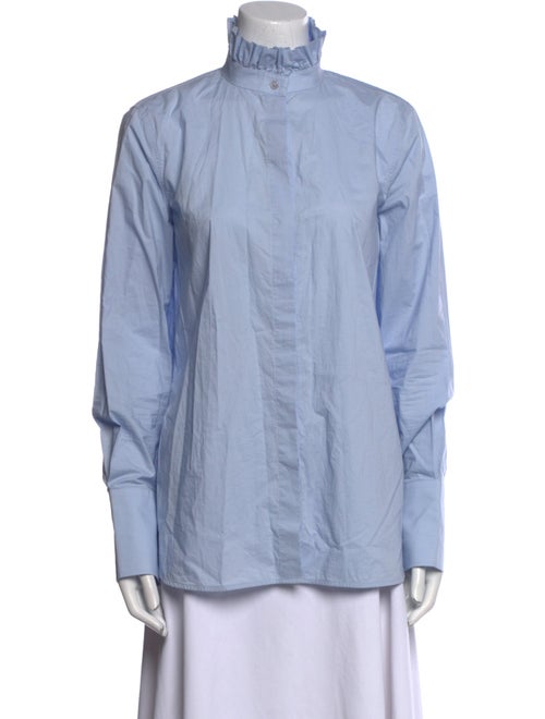 Scanlan Theodore Mock Neck Long Sleeve Button-Up Top