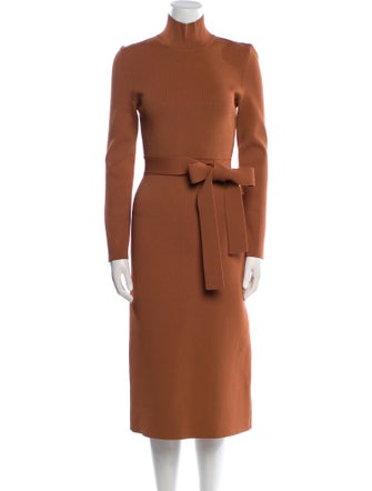 Scanlan Theodore Mock Neck Midi Length Dress