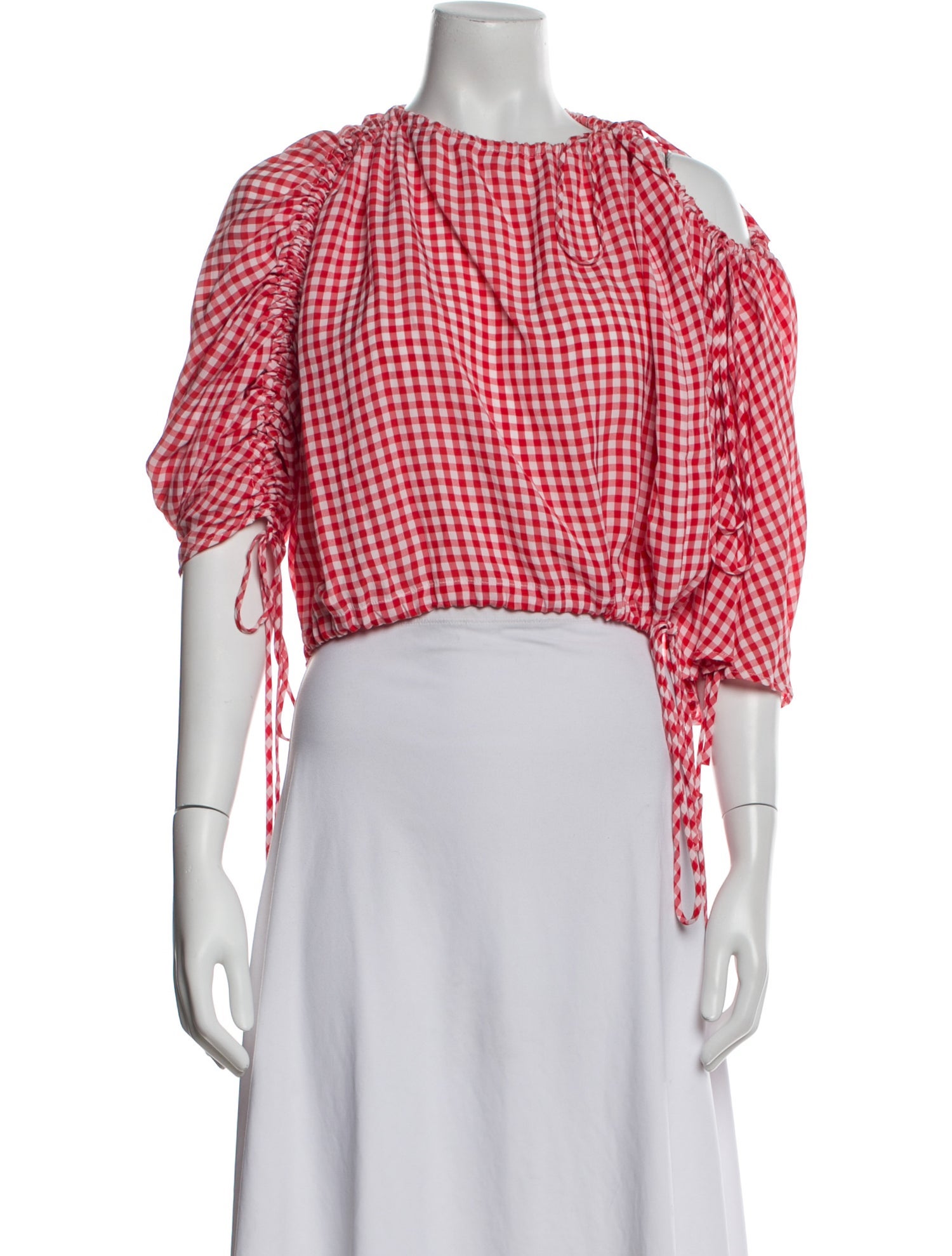 Scanlan Theodore Plaid Print Bateau Neckline Crop Top