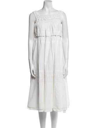 Scanlan Theodore Square Neckline Midi Length Dress