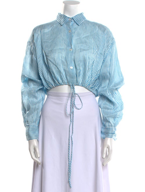 Scanlan Theodore Linen Striped Crop Top