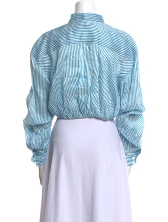 Scanlan Theodore Linen Striped Crop Top