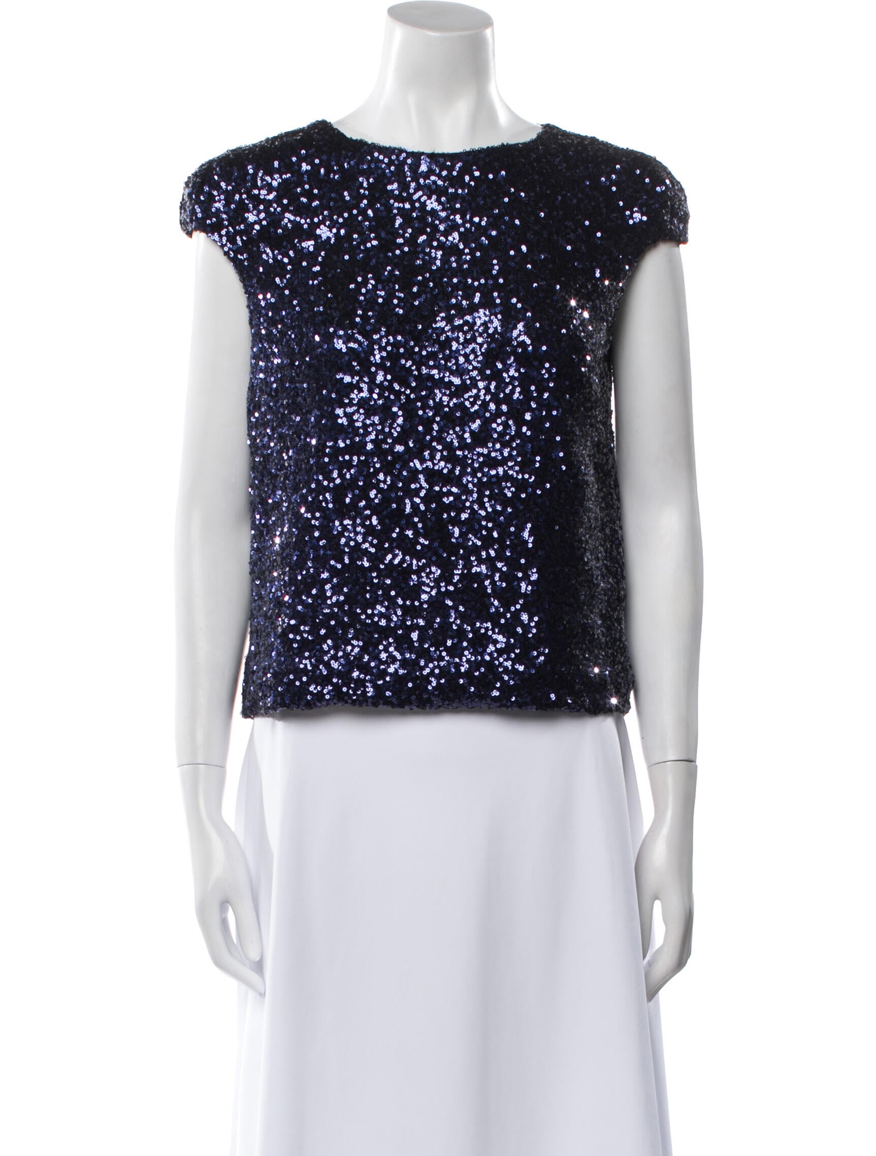 Scanlan Theodore Sequin Bateau Neckline Crop Top
