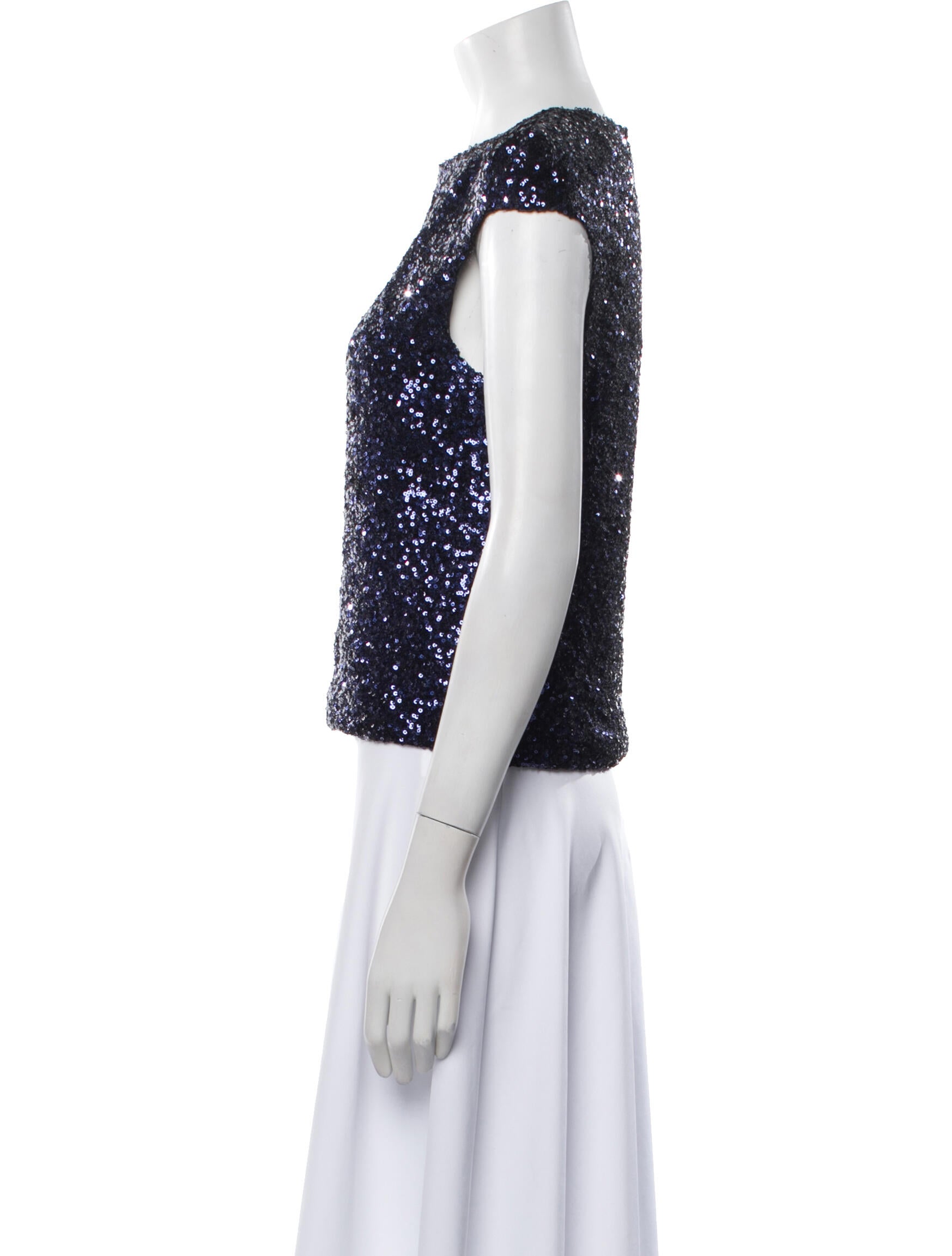 Scanlan Theodore Sequin Bateau Neckline Crop Top
