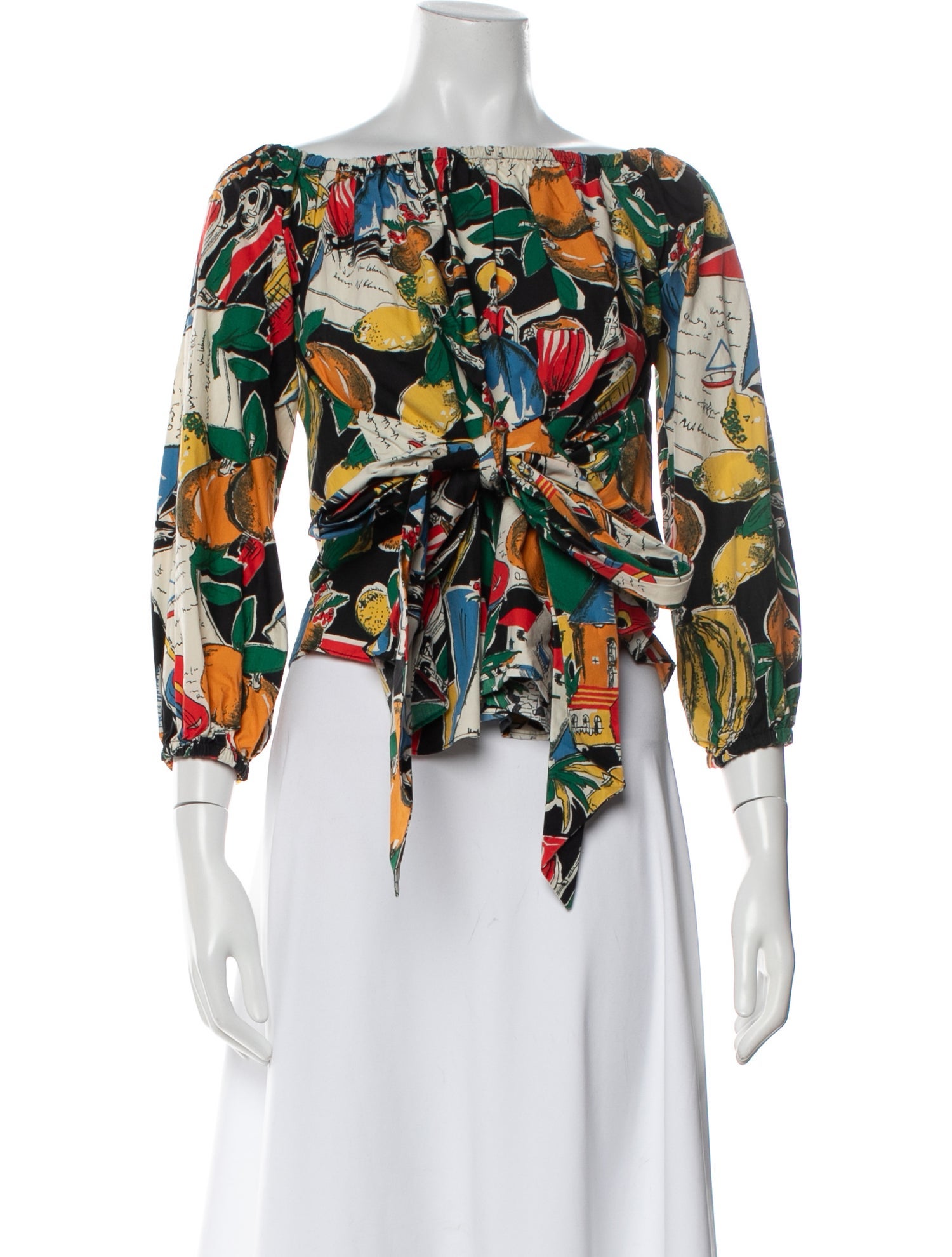 Scanlan Theodore Floral Print Bateau Neckline Crop Top