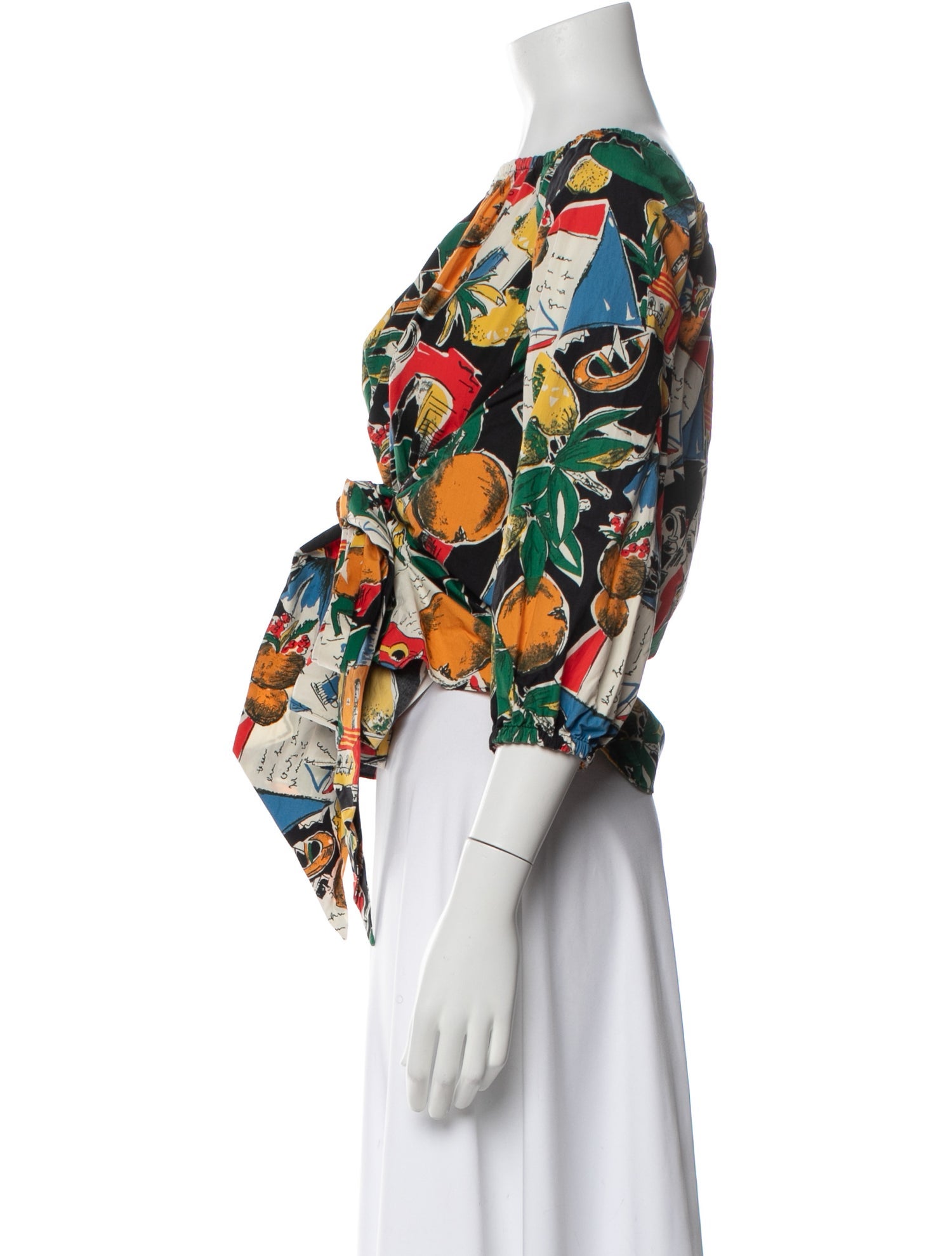 Scanlan Theodore Floral Print Bateau Neckline Crop Top