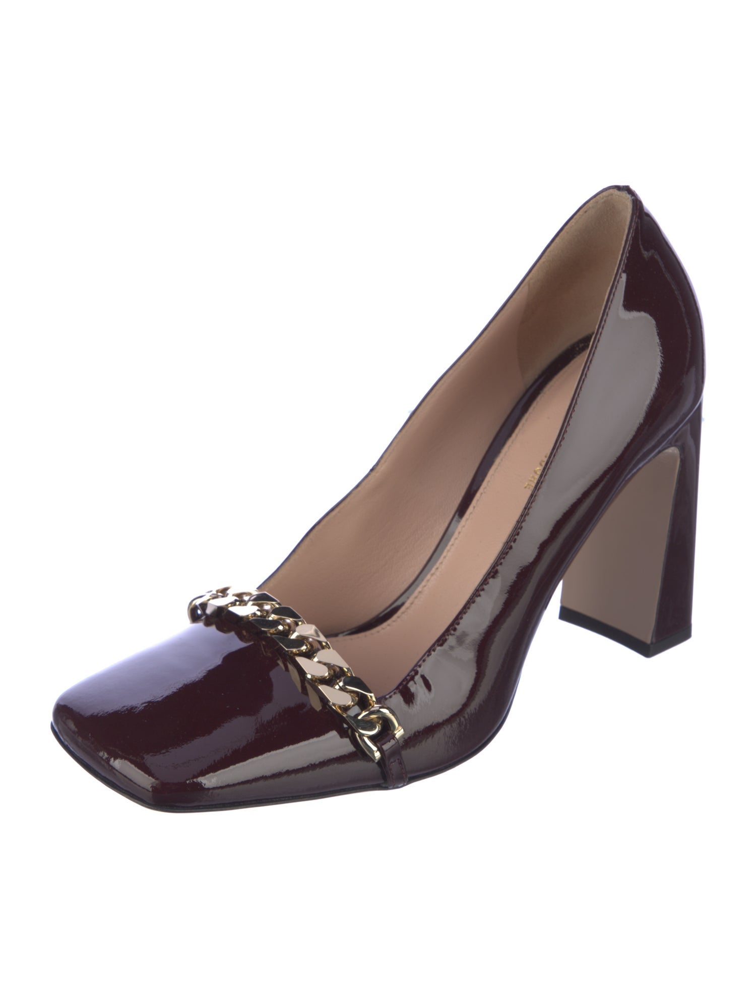 Scanlan Theodore Patent Leather Chain-Link Accents Pumps