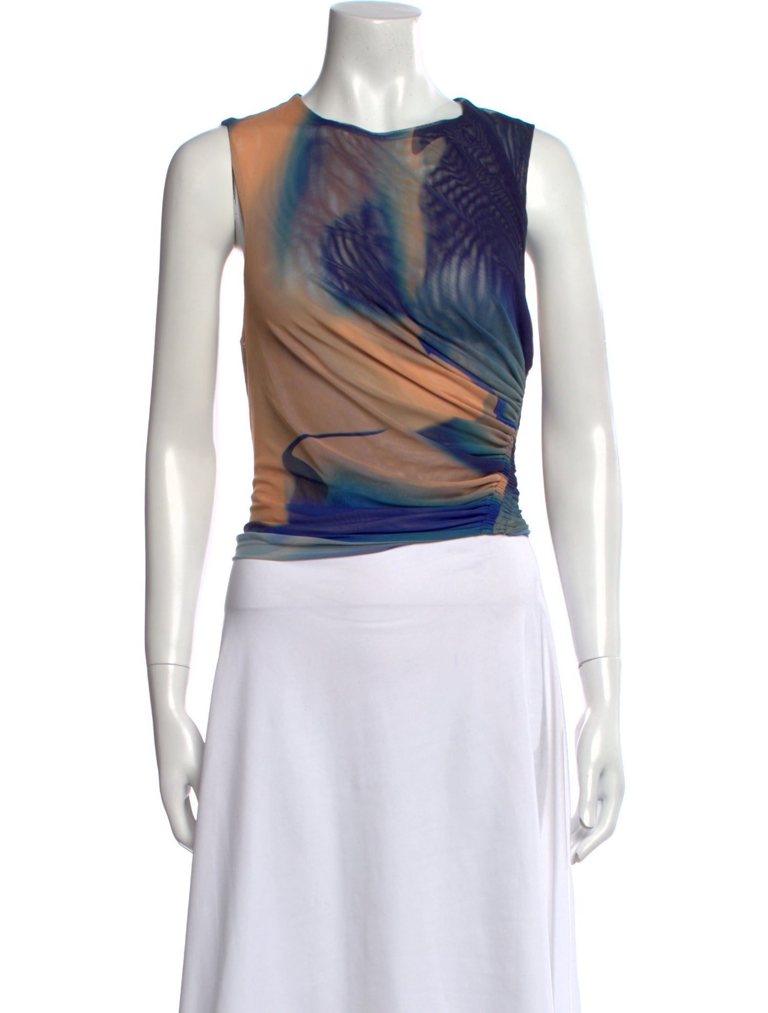 Scanlan Theodore Printed Bateau Neckline Crop Top