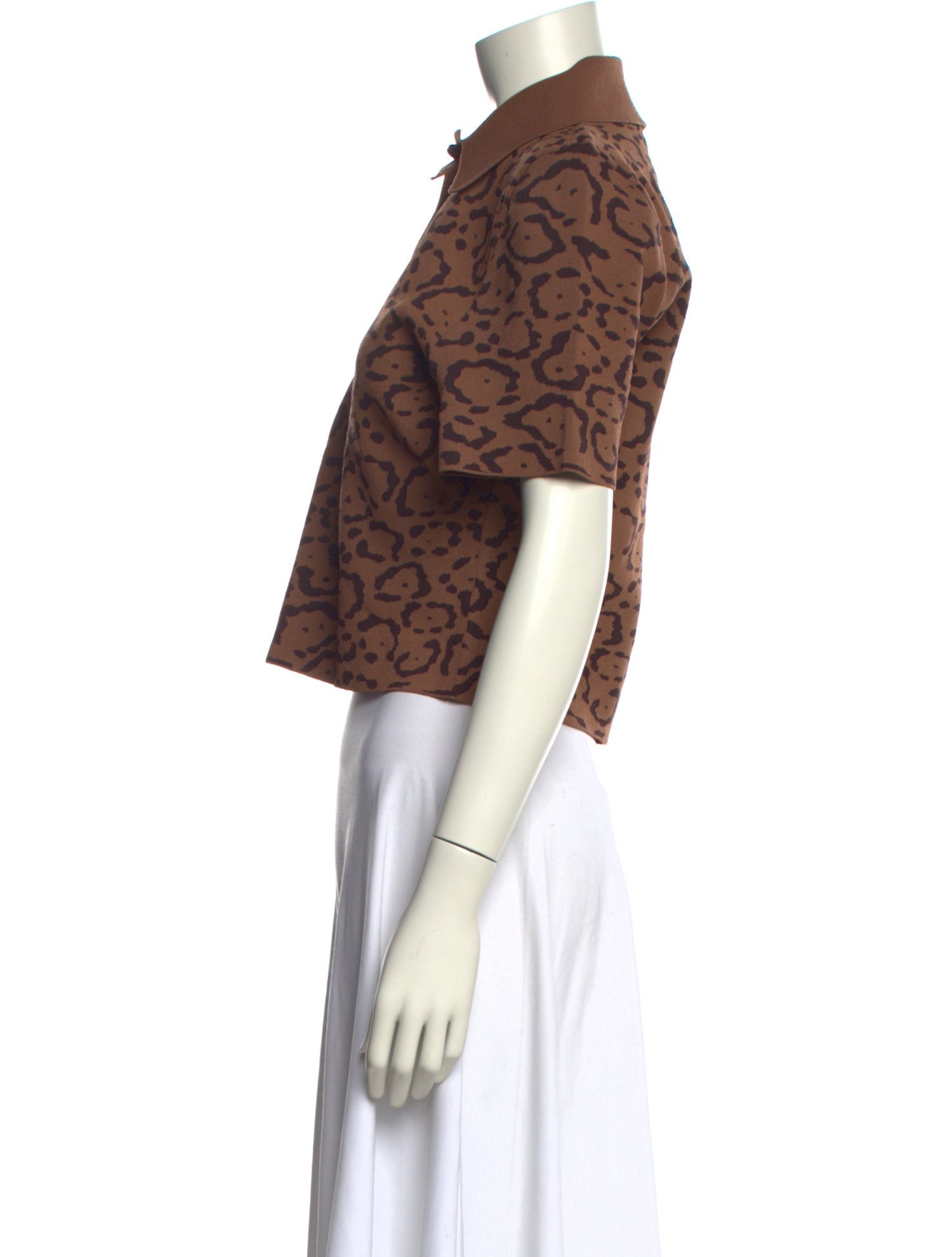 Scanlan Theodore Animal Print Short Sleeve Crop Top