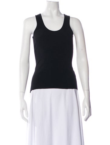 Pre-owned Scanlan Theodore Scoop Neck Sleeveless Top In Black