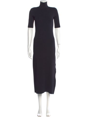 Pre-owned Scanlan Theodore Turtleneck Long Dress In Blue