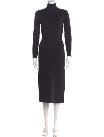 Pre-owned Scanlan Theodore Turtleneck Long Dress In Gray