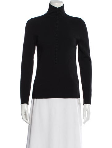 Pre-owned Scanlan Theodore Turtleneck Long Sleeve Top In Black