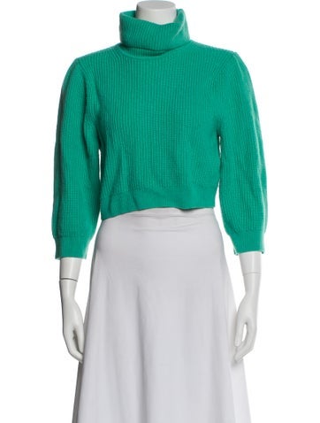 Pre-owned Scanlan Theodore Cashmere Turtleneck Sweater In Green