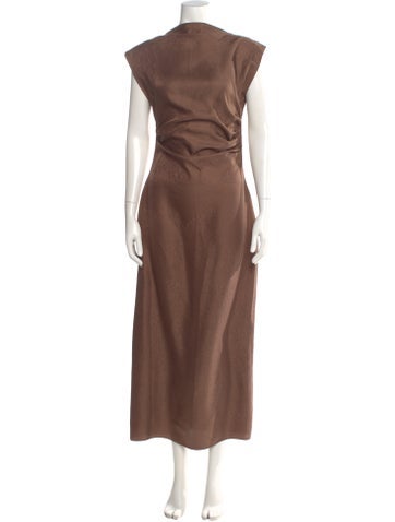 Pre-owned Scanlan Theodore Silk Knee-length Dress In Brown