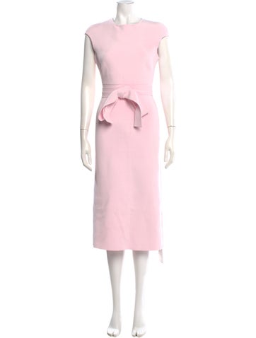 Pre-owned Scanlan Theodore Crew Neck Midi Length Dress In Pink