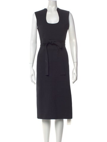 Pre-owned Scanlan Theodore Scoop Neck Midi Length Dress In Blue