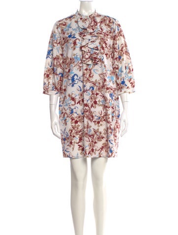 Pre-owned Scanlan Theodore Floral Print Mini Dress In Multi