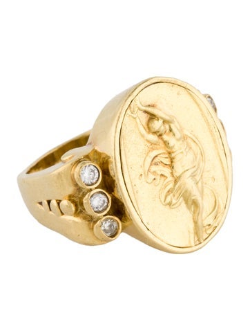 Seidengang Signet Ring 18K Diamond Greek Muse 5.75
