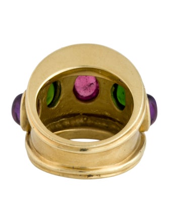 Seidengang 18K Tourmaline, Diopside & Amethyst Band Ring