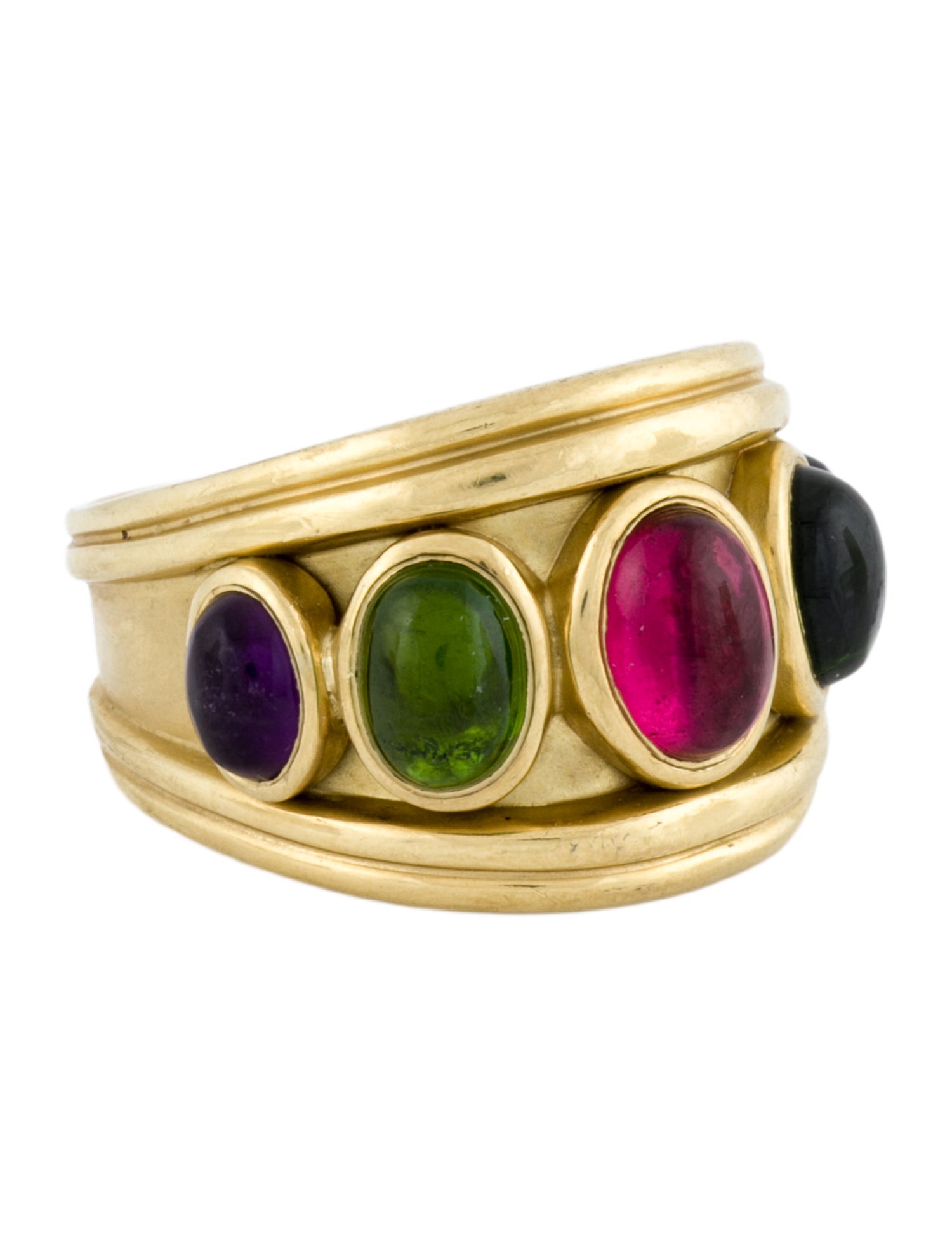 Seidengang 18K Amethyst, Diopside & Tourmaline Ring