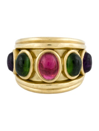 Seidengang 18K Amethyst, Diopside & Tourmaline Ring