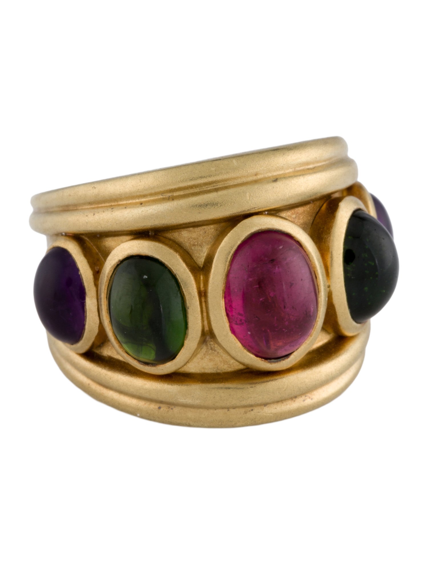 Seidengang 14K Pink Tourmaline,Diopside & Amethyst Band
