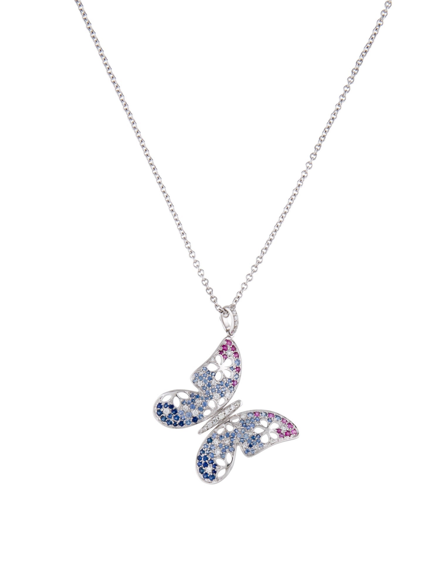 Zydo ZYDO 18K Sapphire & Diamond Butterfly Pendant Necklace