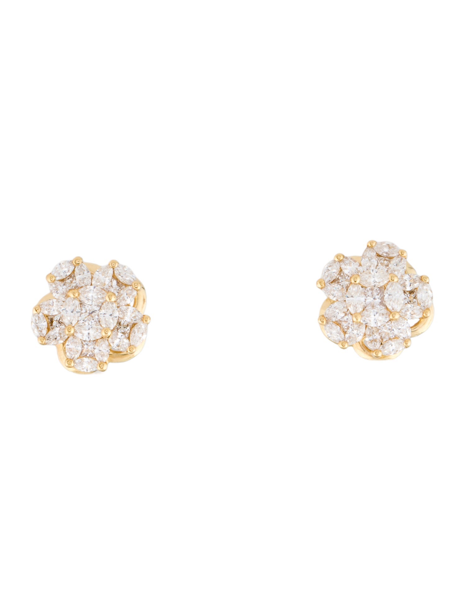 Zydo 18K 1.55ctw Diamond Cluster Stud Earrings