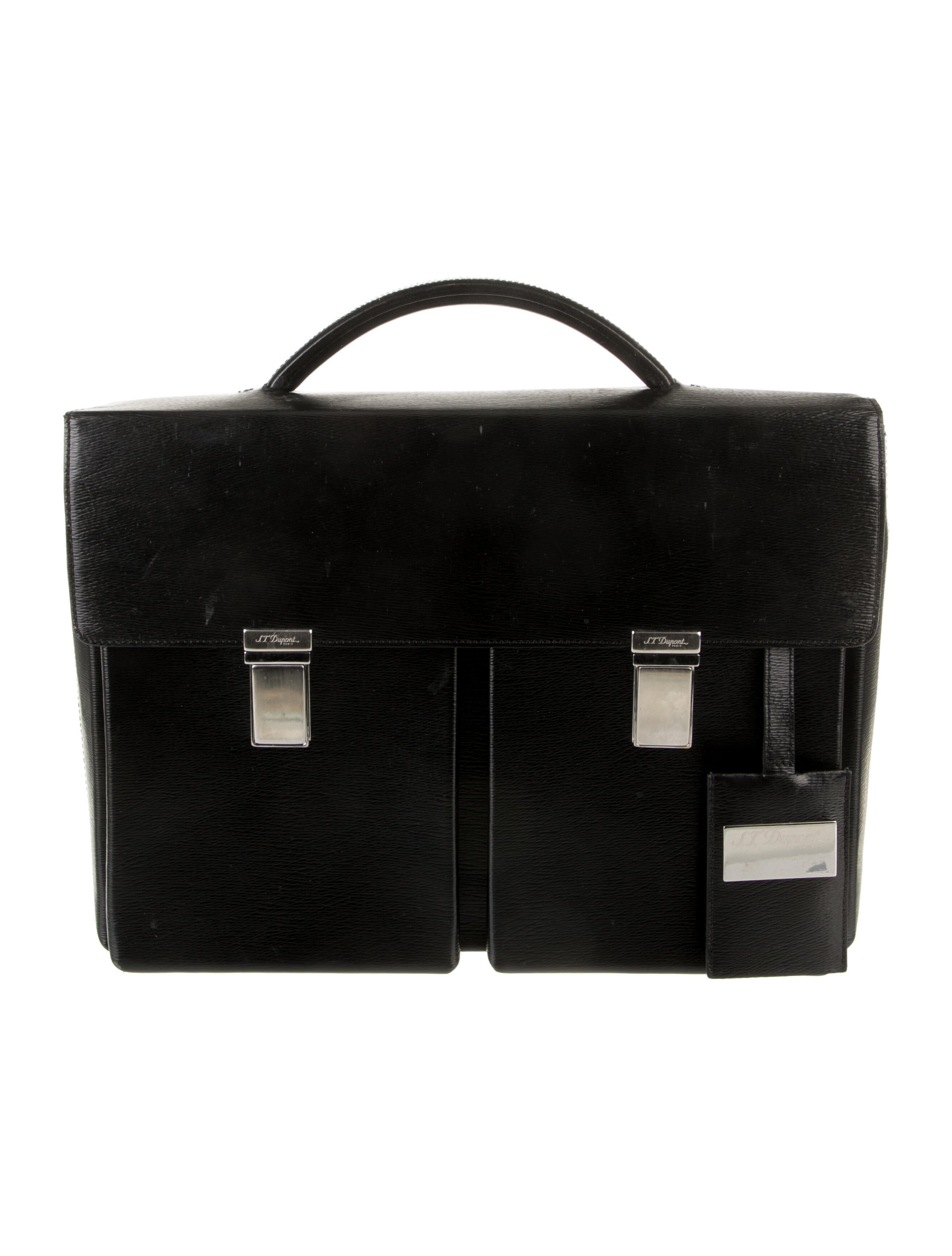 S.T. Dupont Textured Leather Briefcase Black Briefcases, Bags