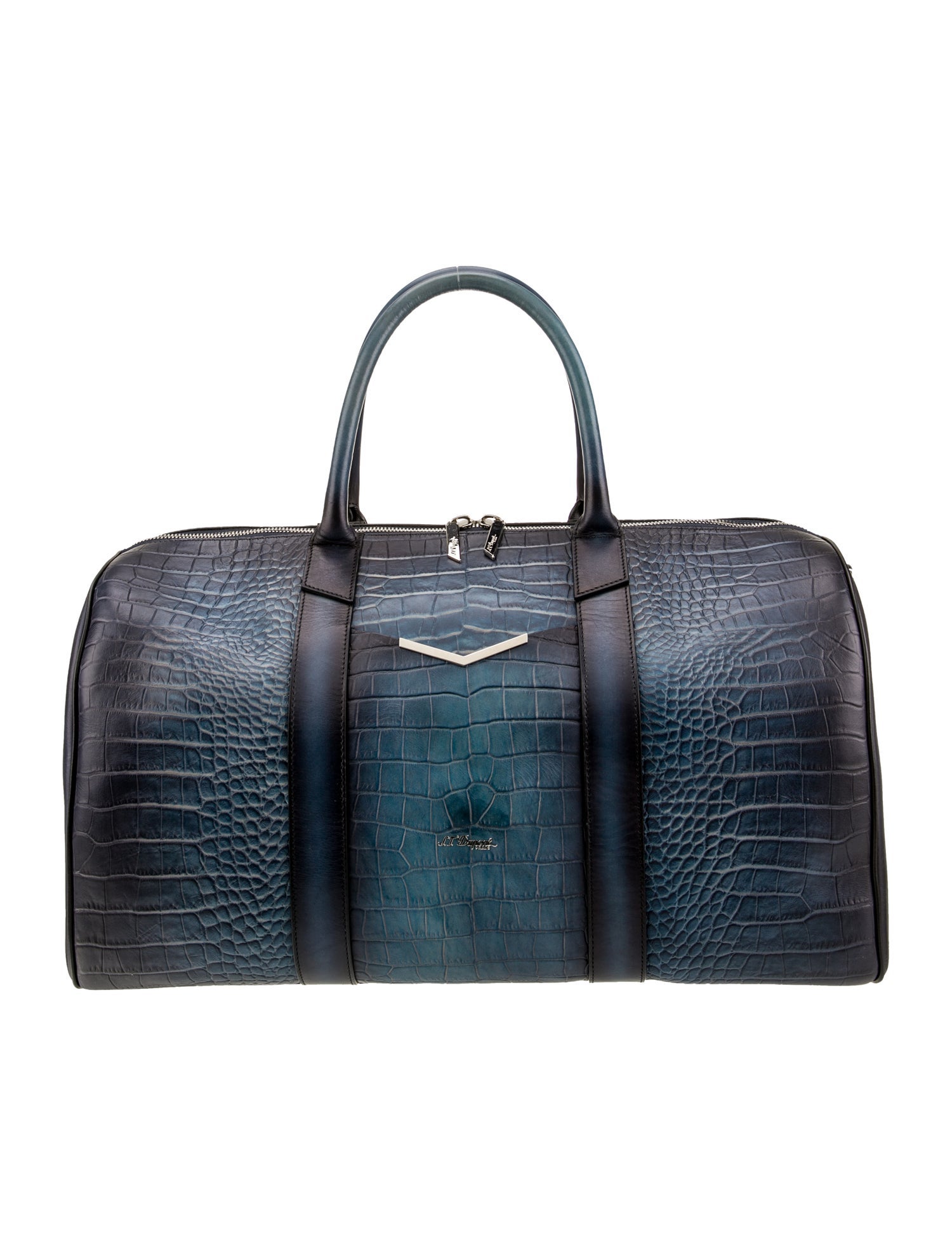 S.T. Dupont Embossed Leather Weekender Bag