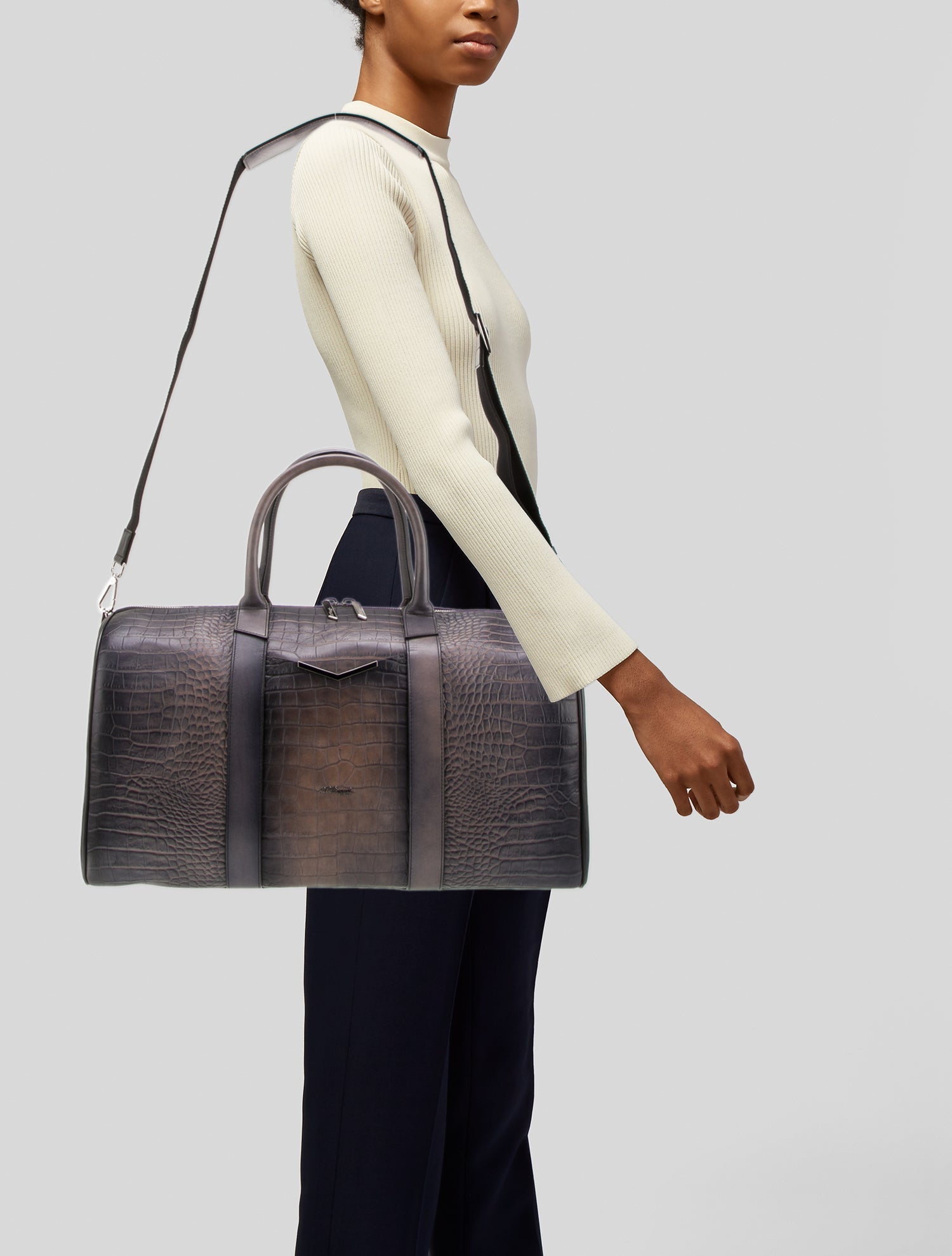 S.T. Dupont Embossed Leather Weekender Bag