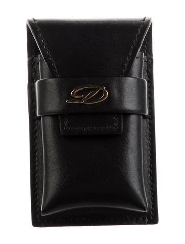 Pre-owned St Dupont Leather Pen Holder In Black