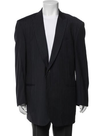Pre-owned St Dupont Striped Blazer In Blue