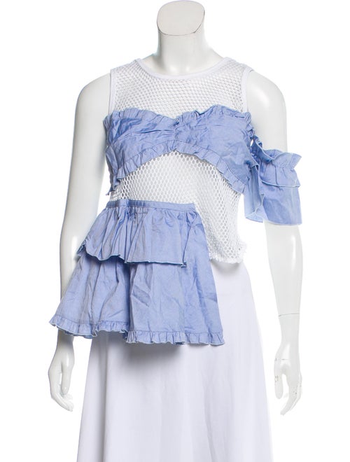 Sandy Liang Mesh Accented Sleeveless Top White