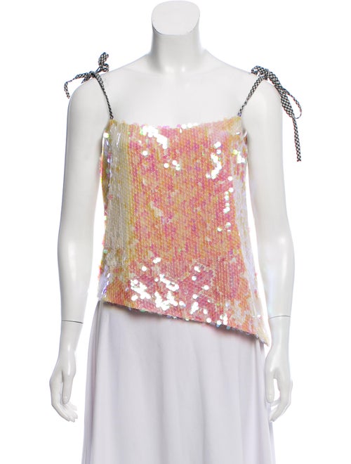Sandy Liang Square Neckline Sleeveless Top Pink