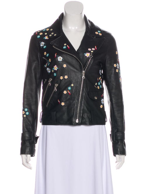 Sandy Liang Leather Zip-Up Jacket Black