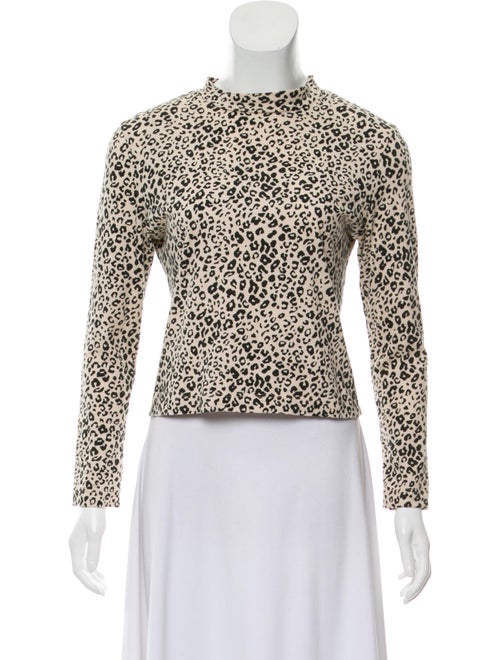 Sandy Liang Animal Print Mock Neck Top