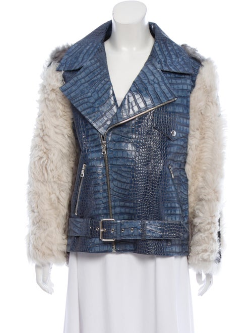 Sandy Liang Embossed Leather Jacket white