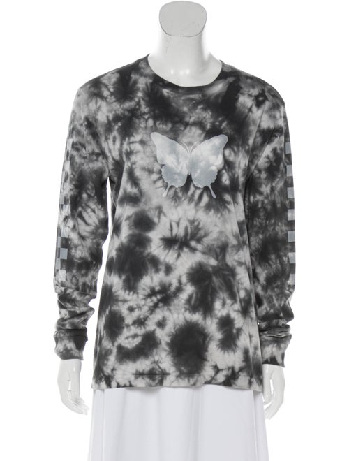 Sandy Liang Tie-Dye Print Crew Neck Top Grey
