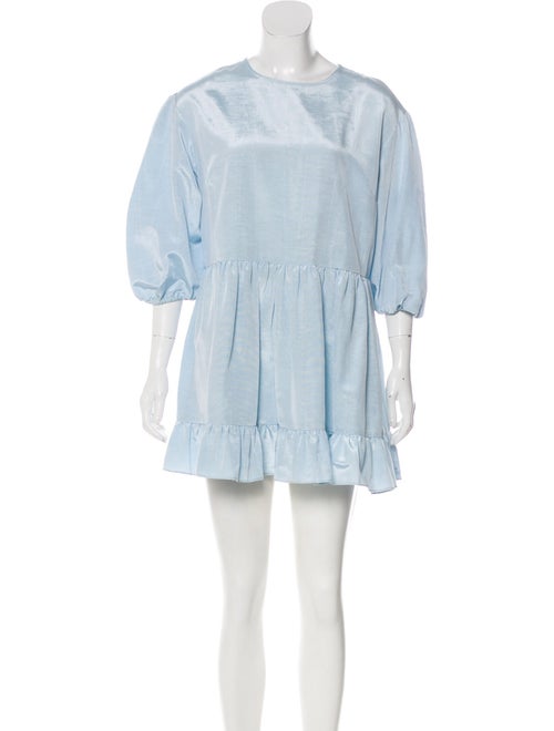 Sandy Liang Crew Neck Mini Dress Blue