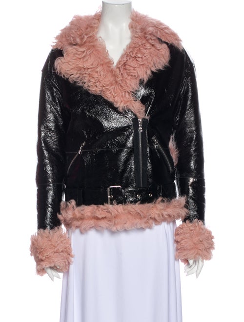 Sandy Liang Shearling Biker Jacket Black