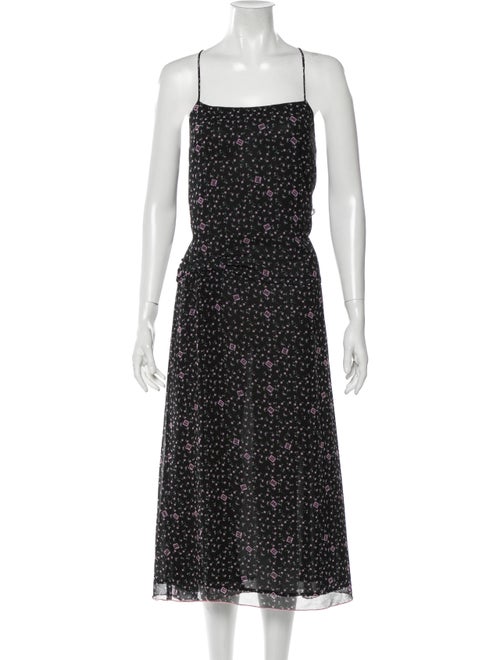 Sandy Liang Floral Print Midi Length Dress Black