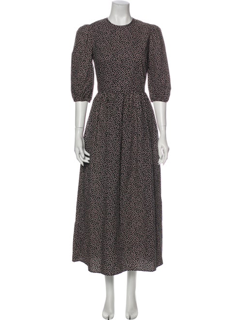 Sandy Liang Floral Print Long Dress Black