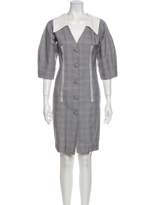 Sandy Liang Plaid Print Knee-Length Dress Black