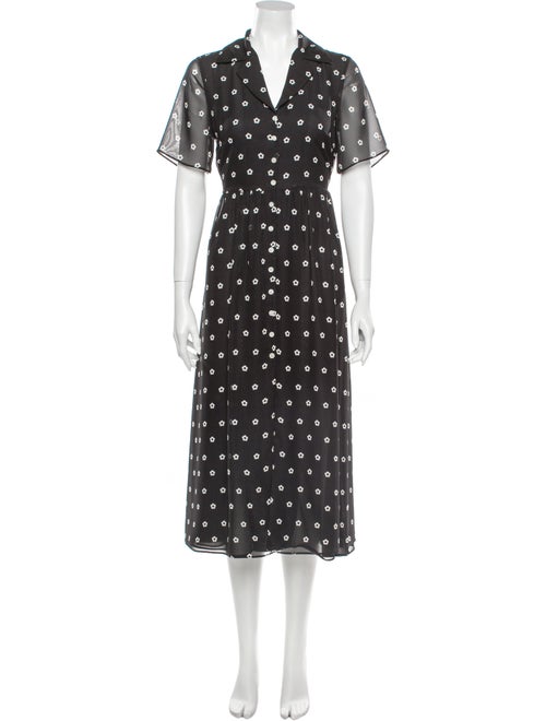 Sandy Liang Floral Print Long Dress Black