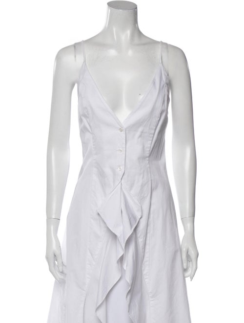 Sandy Liang V-Neck Sleeveless Button-Up Top White